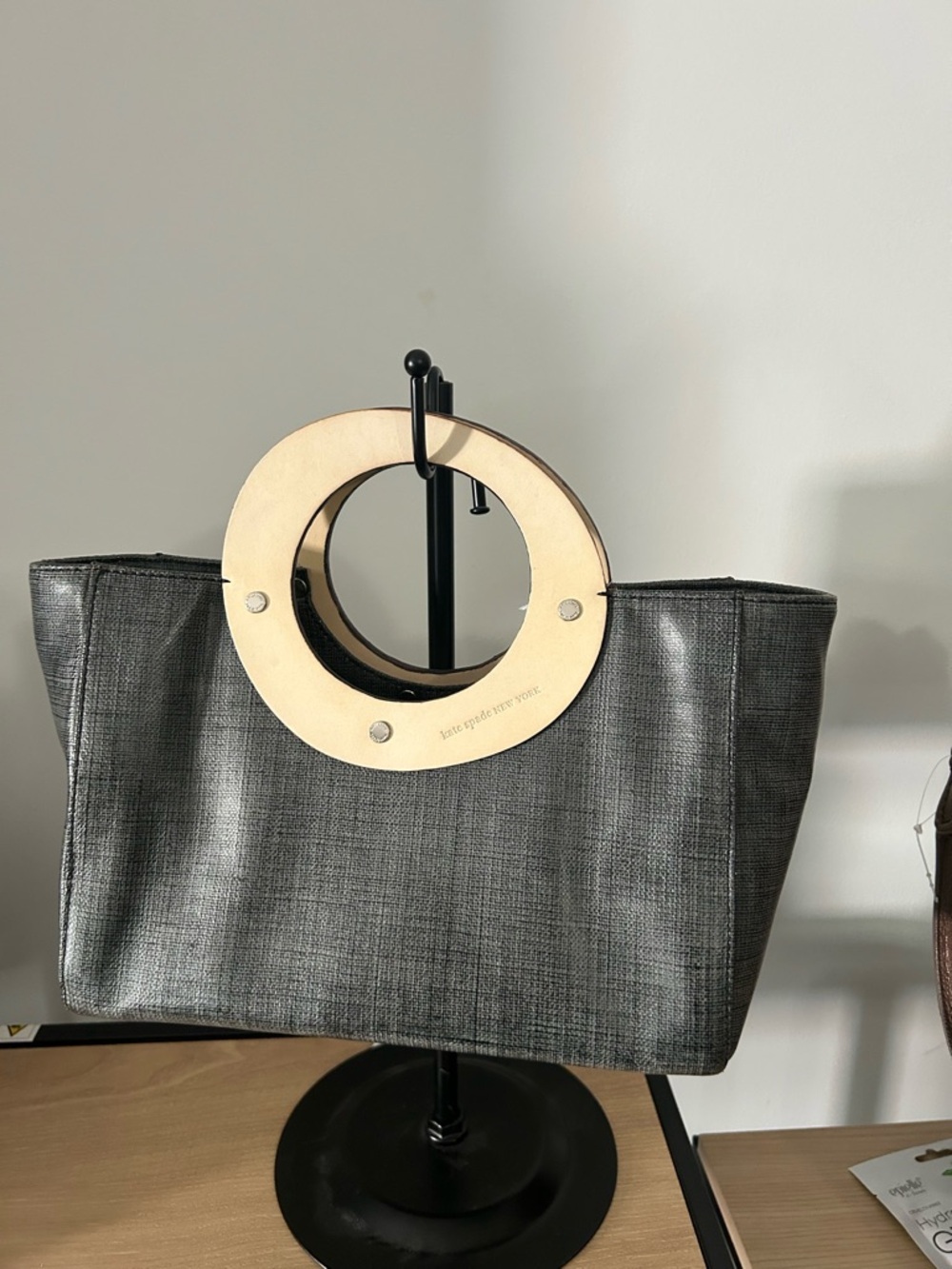 Kate Spade Black Textured Circle-Handle - Picture 2 of 3